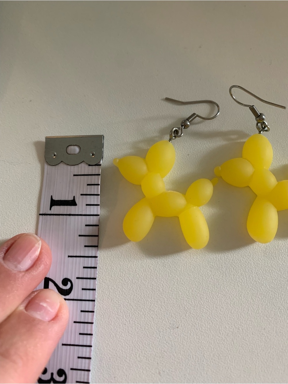 Yellow Balloon Animal Drop Earrings - Picture 2 of 3